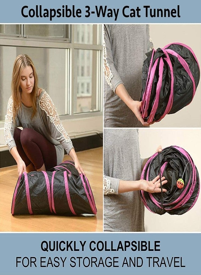 PETLICIOUS & MORE نفق القطط Petlicious & More® (على شكل لعبة تململ) - لعبة قابلة للطي بثلاث طرق للعب، أنبوب ممتع للأرانب والقطط الصغيرة (عبوة واحدة) - Image 3